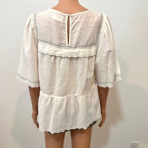 Velvet by Graham Spencer embroidered 1/2 sleeve peasant top TB 2927 - Picture 8 of 12